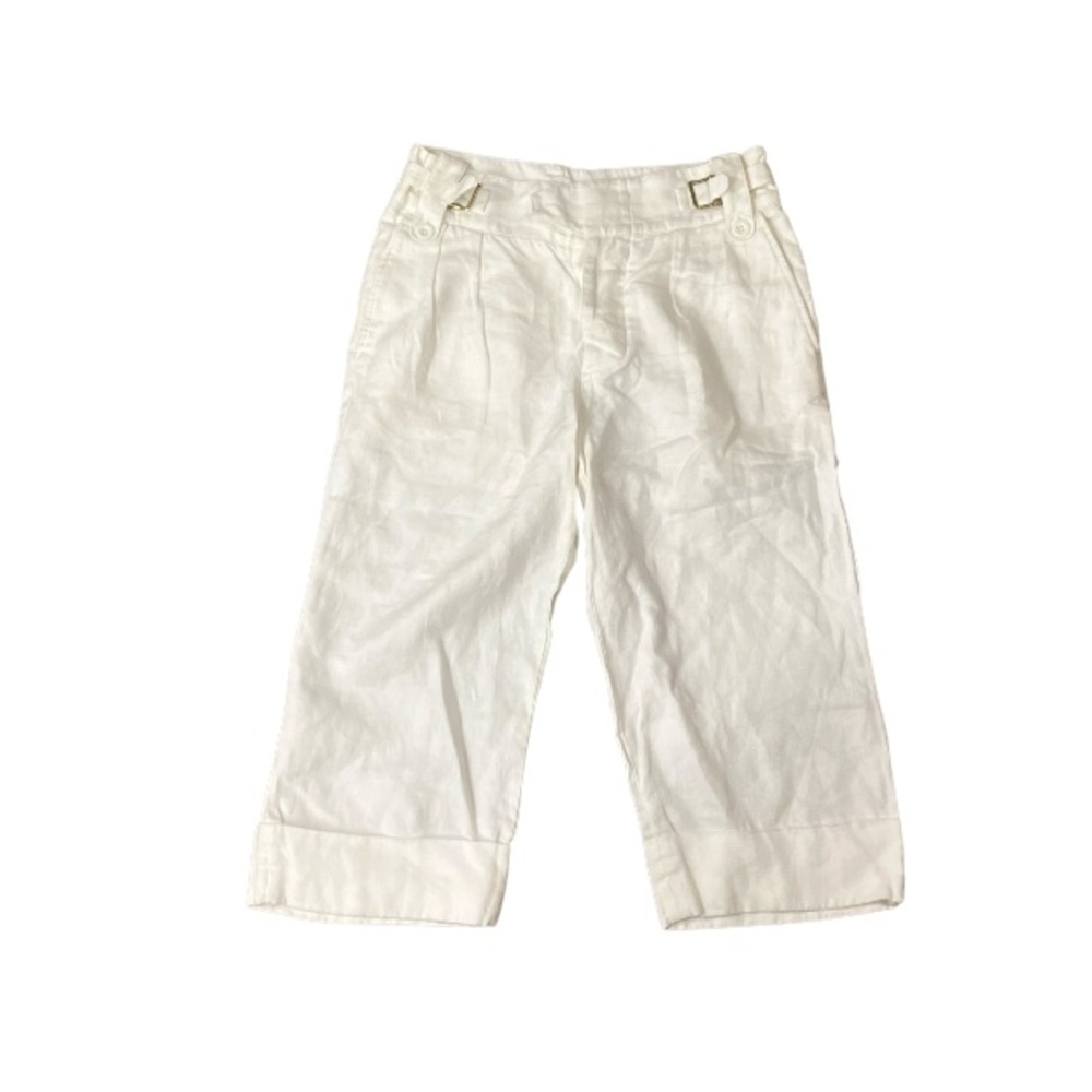 Death To Tennis White Linen Cropped Pants